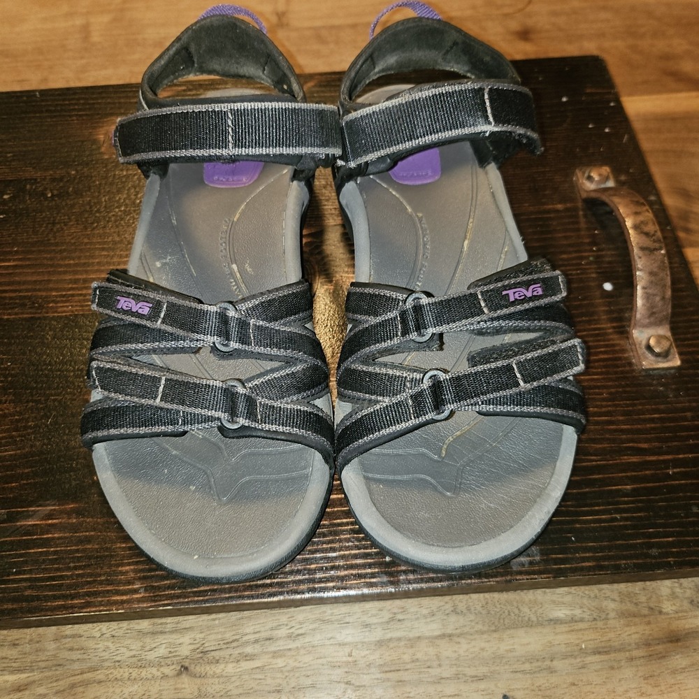 Teva Tirra Sport Sandal Womens 6 Black Purple Strappy Hiking Outdoor Gorpcore
